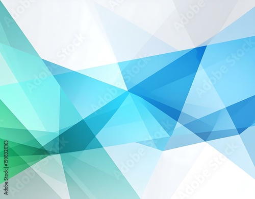 Abstract Geometric Background Blue, Green, White Triangles