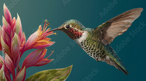 hummingbird and flower
