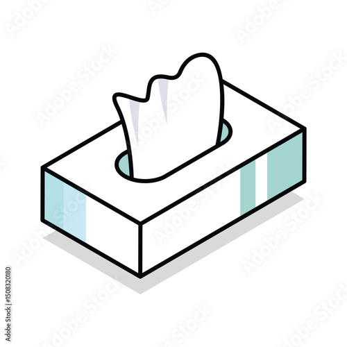 An amazing isometric outline icon of a soft tissue box