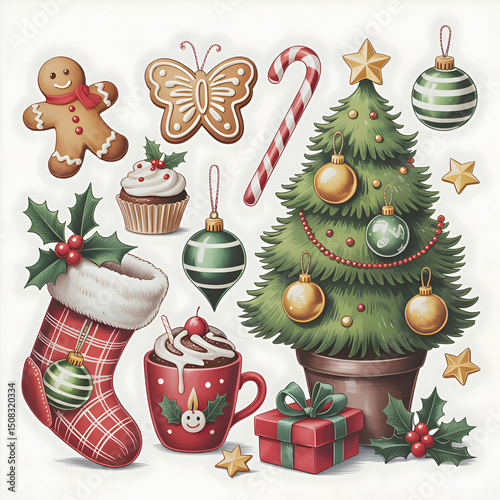 Celebrate the magic of the holiday season with cheerful decorations and delightful treats Generative AI