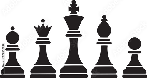 chess pieces silhouette, king chess silhouette, queen chess silhouette, bishop chess silhouette