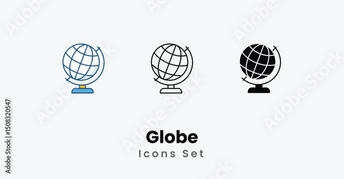 Globe Icons thin line and glyph vector icon stock illustration