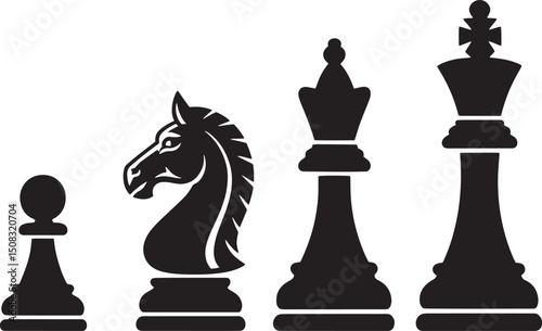 chess pieces silhouette, king chess silhouette, queen chess silhouette, bishop chess silhouette