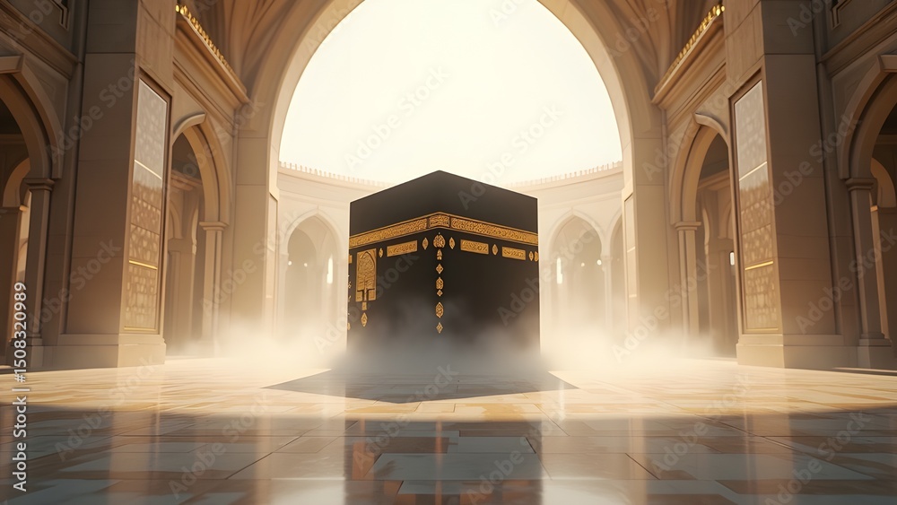 Fototapeta premium Sacred Kaaba in Majestic Architectural Setting A Digital Rendering
