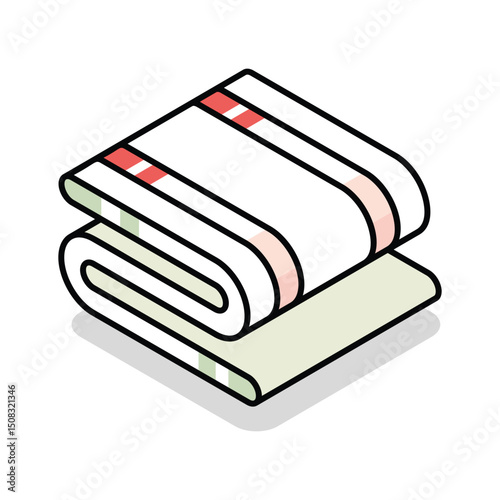 A premium isometric icon of neatly folded towel
