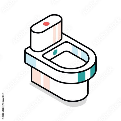 A visually appealing isometric icon of bathroom commode