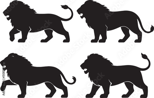 lion silhouette, roaring lion silhouette, lion head silhouette, wild lion shape, king of jungle silhouette, big cat silhouette