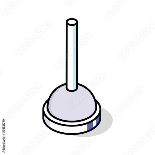 An isometric style icon featuring a plunger tool.
