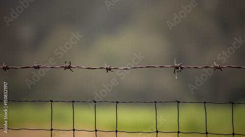 wired fence with barbed wires
