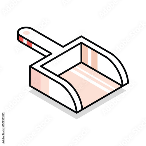 An amazing isometric icon showing dust pan
