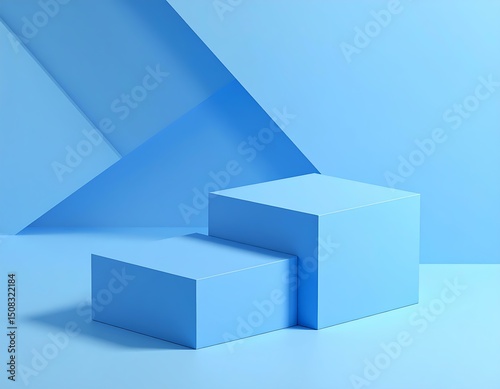 Blue Cubes Minimalist Product Display Background Scene