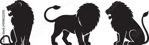 lion silhouette, roaring lion silhouette, lion head silhouette, wild lion shape, king of jungle silhouette, big cat silhouette