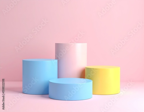 Pastel Cylinders Minimalist Product Display Background Mockup