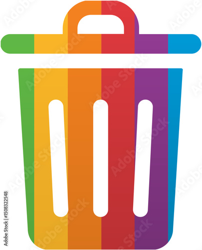 Pride Month Trash Bin Icon Rainbow LGBTQ Icon