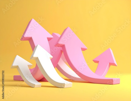 Pink and White Curved Arrows Growth, Progress, and Success