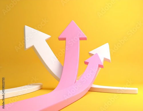 Pink and White Upward Arrows Growth Success Concept Illustration