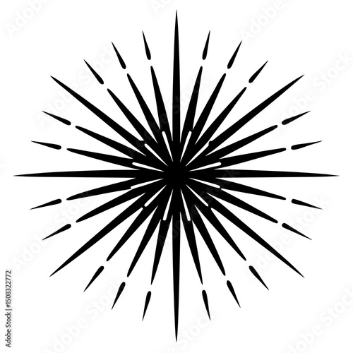 4th of July silhouette vector of fireworks for festive creative use and marketing visuals.
