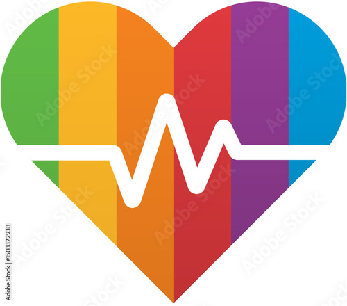 Pride Month Heartbeat Icon Rainbow LGBTQ Icon