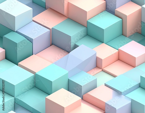 Pastel Cube Abstract Background 3D Rendered Geometric Shapes