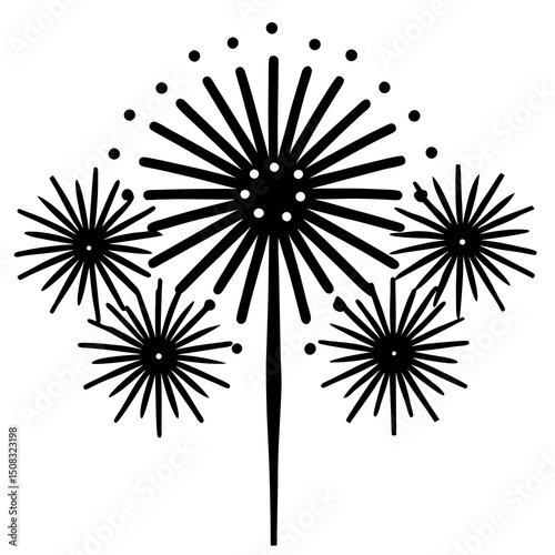 4th of July celebration fireworks vector icons. Ideal for branding, posters, and digital use.