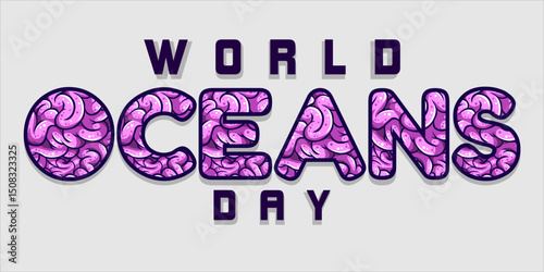 World oceans day design with turtle. Sea turtle trapped in plastic celebrating world ocean day