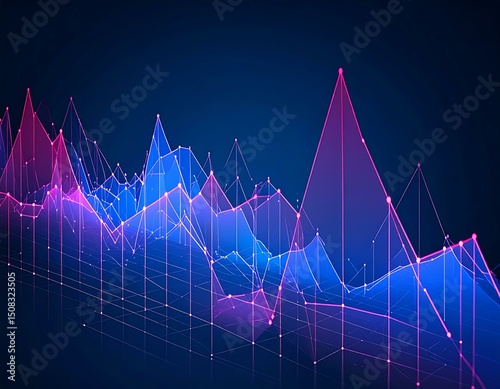 Abstract Data Visualization Neon Blue Pink Network Graph Chart