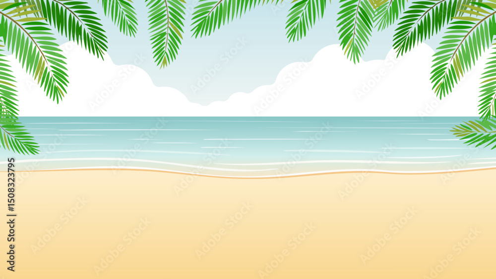 Fototapeta premium Seaside Background-9 海辺の背景。トロピカルなリゾートの壁紙。海岸のあしらい。夏の海。
