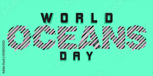 World oceans day design with turtle. Sea turtle trapped in plastic celebrating world ocean day