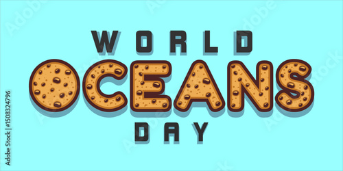 World oceans day design with turtle. Sea turtle trapped in plastic celebrating world ocean day