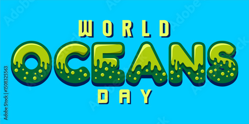 World oceans day design with turtle. Sea turtle trapped in plastic celebrating world ocean day