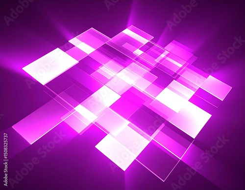 Abstract Purple Geometric Shapes Glowing Light, Modern Design, Digital Art