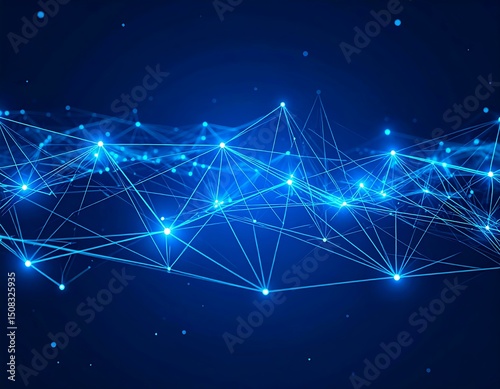 Abstract Network Connections Digital Data Flow, Global Network, Blue Plexus, Technology Concept, Int
