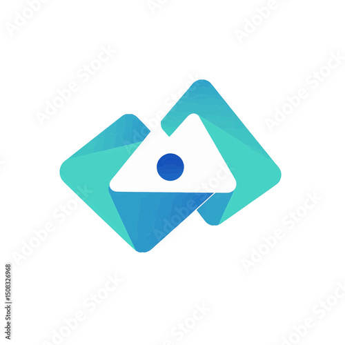 Abstract logo with triangle and circle inside rounded square shapes