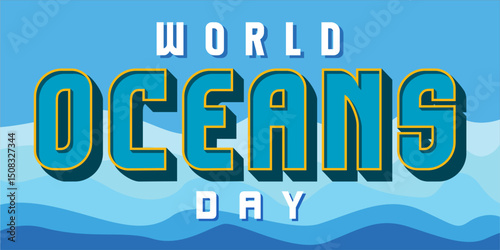 World oceans day design with turtle. Sea turtle trapped in plastic celebrating world ocean day