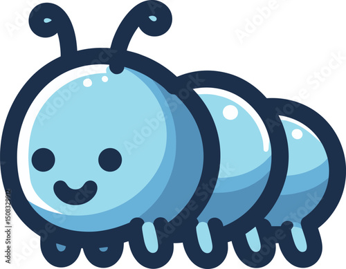 青いイモムシのイラスト