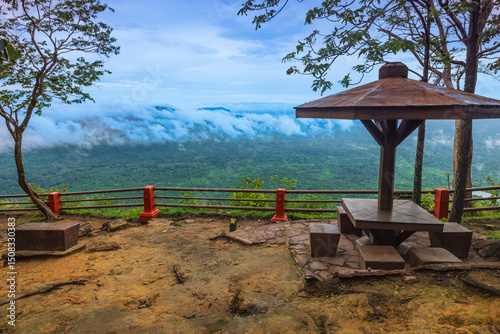 Landscape of Mo E Daeng Cliff, Phra Wihan National Park border of Thailand and Cambodia, Sisaket province,Thailand. photo