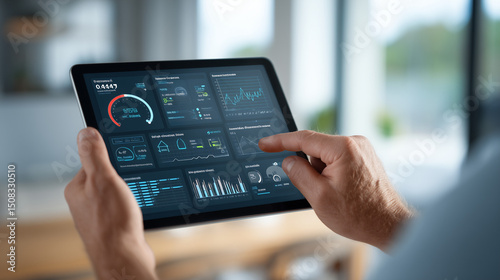 man using digital tablet