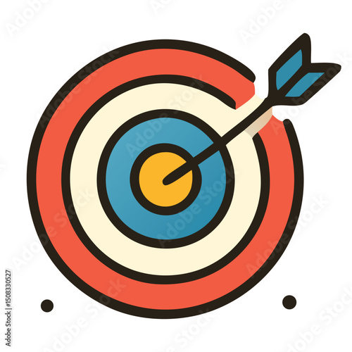 Arrow hitting the bullseye of a target for business success or goal achievement concept in presentations, advertising, or social media.