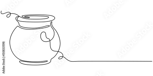 One line drawing of ancient Greek clay vase, isolated on white background, one continuous line drawing of antique water jug.one line drawing of clay jug.antique jug icon.single line vector.
