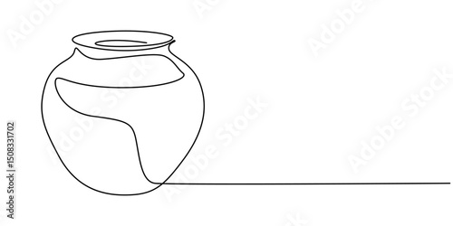 One line drawing of ancient Greek clay vase, isolated on white background, one continuous line drawing of antique water jug.one line drawing of clay jug.antique jug icon.single line vector.