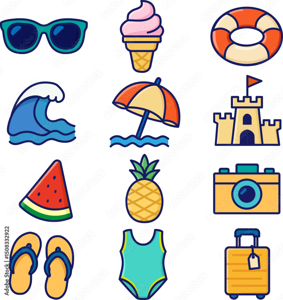Fototapeta premium summer icons set