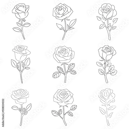 Rose Silhouette Design Vector, Black Rose Unique Design 