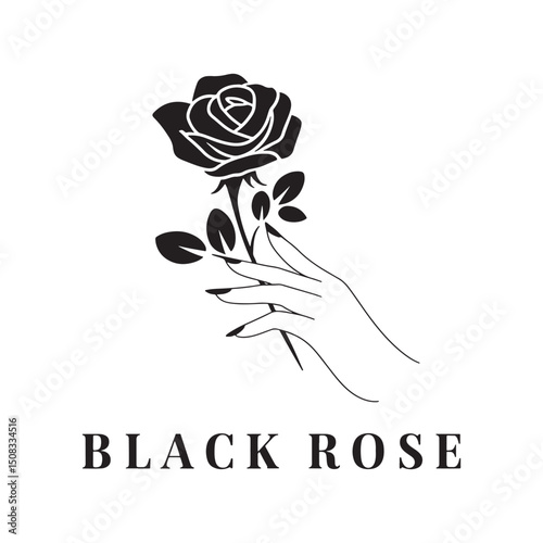 Rose Silhouette Design Vector, Black Rose Unique Design 