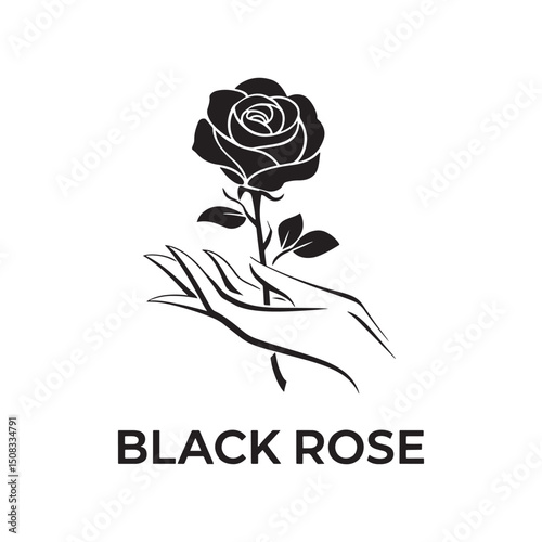 Rose Silhouette Design Vector, Black Rose Unique Design 