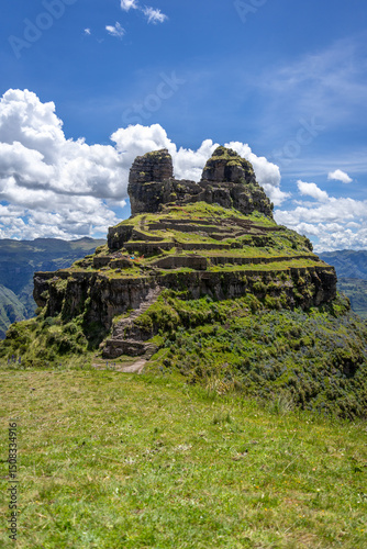 Ancient Inca Ruins of Waqrapukara in the Andean Mountains, Peru