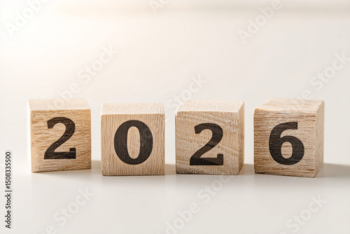 Wooden cubes displaying 2026 herald change and rebirth, evoking Hogmanay celebrations and ancient solstice rituals