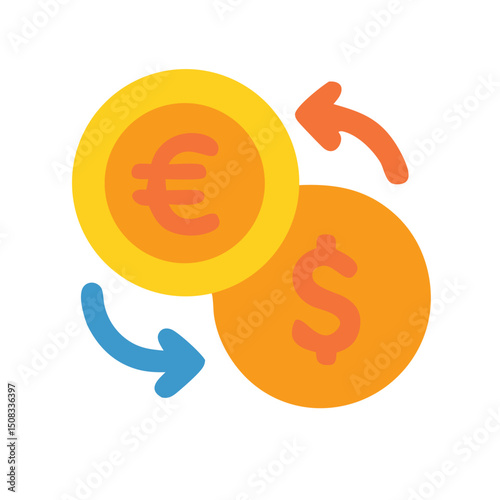 Currency exchange with euro and dollar coins, concept of financial transactions or international trade, ideal for financial blogs or presentations.