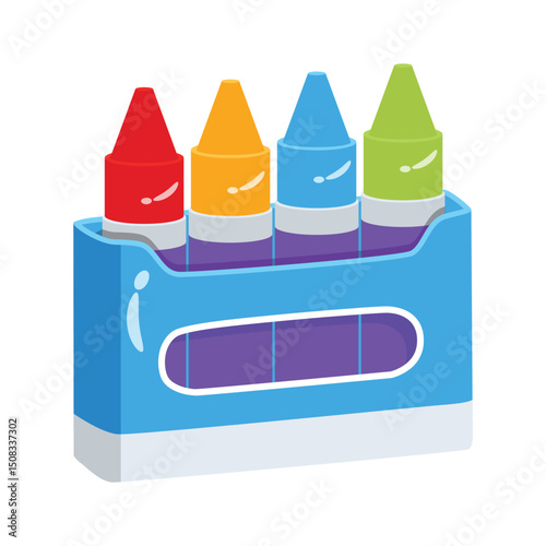 A 2d style icon of crayons pack, easy to edit design