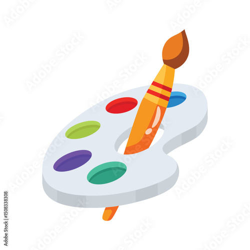 Check out this 2d icon of an artist's palette with brush