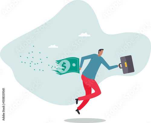 Lose money investment in financial crisis, profit and loss in business or deflation and inflation .character for design.